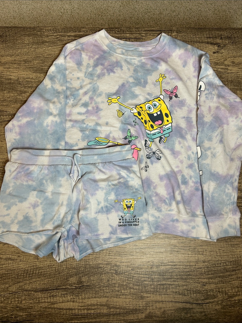 SpongeBob SquarePants Tie Dye Sweatshirt And Shorts